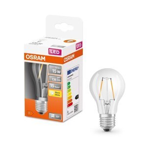 Průhledná LED žárovka E27 1,5 W CLASSIC A, teplá bílá