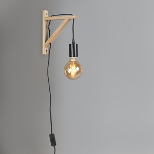Nástěnné svítidlo dřevěné s černou - Hangman
