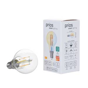 PRIOS Prios Smart LED kapková lampa sada 2 žárovek E14 4,2W CCT čirá Tuya