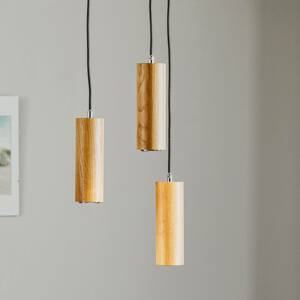 Spot-Light Závěsné svítidlo Pipe, dubové dřevo, 3 světla, kulaté, Ø 30 cm, GU10