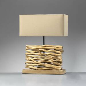 ONLI Stolní lampa Marica, látkové stínidlo a dřevo, výška 50 cm